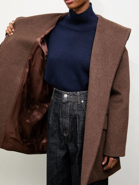 Answear.LAB płaszcz wełniany kolor brązowy