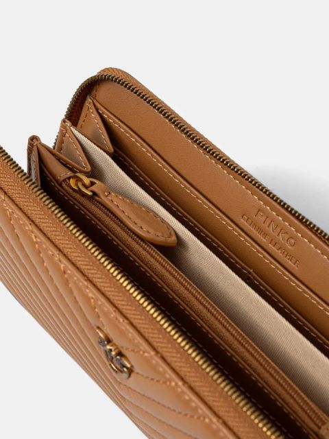 Pinko portfel skórzany damski kolor pomarańczowy