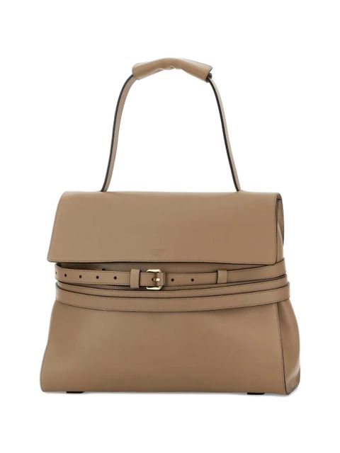 Moschino belted leather shoulder bag - Neutrals