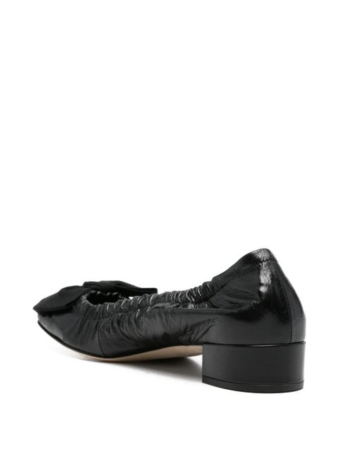 Prada bow elasticated leather ballet flats - Black