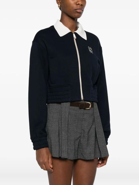 SANDRO embroidered zip-up sweatshirt - Blue