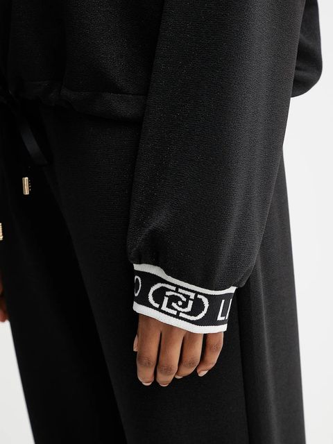 Liu Jo bluza damska kolor czarny z kapturem gładka TF5285.J4747