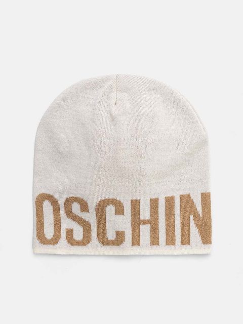 Moschino czapka z wełną kolor beżowy z cienkiej dzianiny M2997 65165 - zdjęcie produktu nr 1