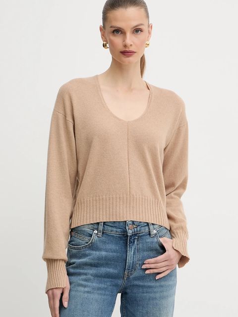 Twinset sweter kaszmirowy damski kolor beżowy 252TP3493 - zdjęcie produktu nr 1