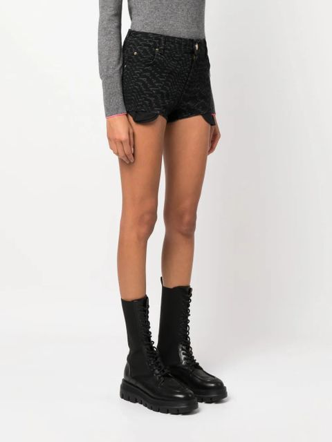 PINKO logo-print denim shorts - Black