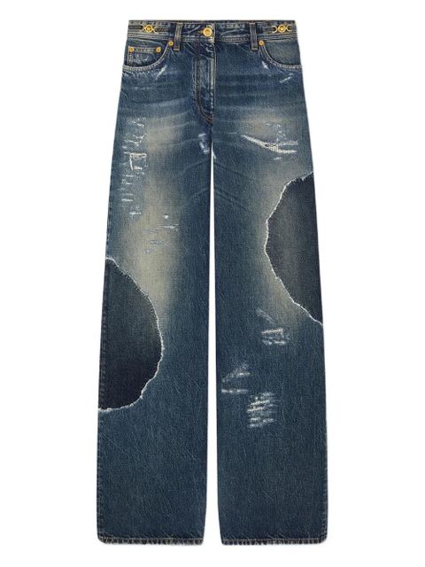 Versace patchwork distressed-effect jeans - Blue - zdjęcie produktu nr 1