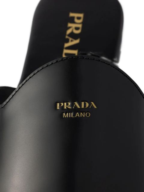 Prada embossed-logo leather mules - Black