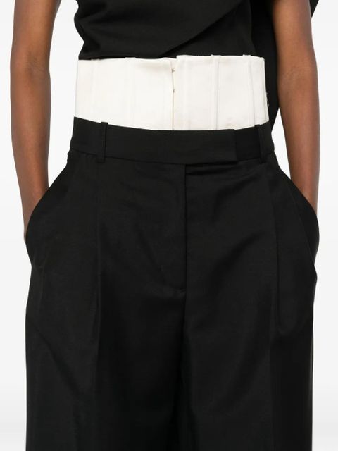 Róhe layered-effect pleated trousers - Black