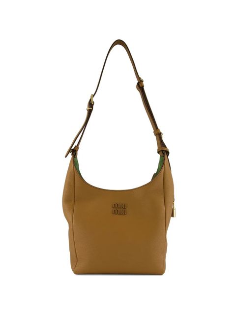 Miu Miu logo-patch leather shoulder bag - Brown - zdjęcie produktu nr 1