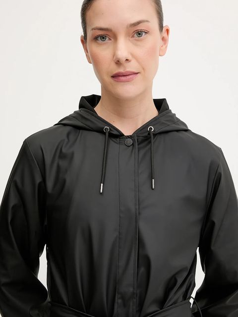 Rains kurtka 12040 A-Line Longer W Jacket kolor czarny przejściowa 12040