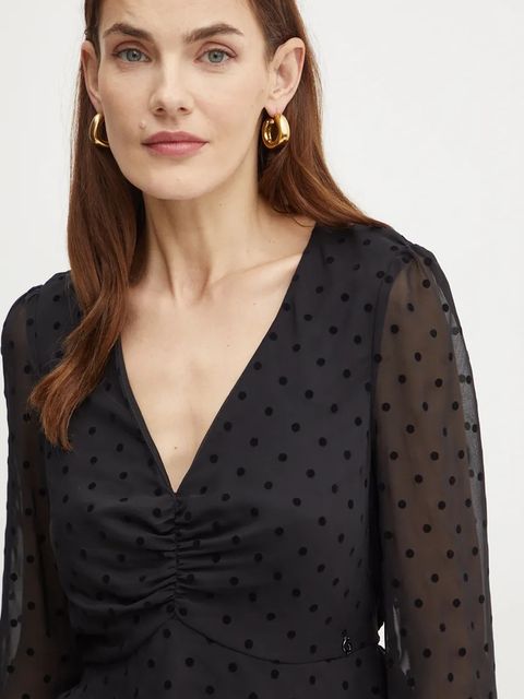 Guess bluzka OLYMPE damska kolor czarny wzorzysta W4BH64 WGLF0