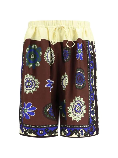 ALEMAIS Jasper floral-print drawstring shorts - Brown - zdjęcie produktu nr 1
