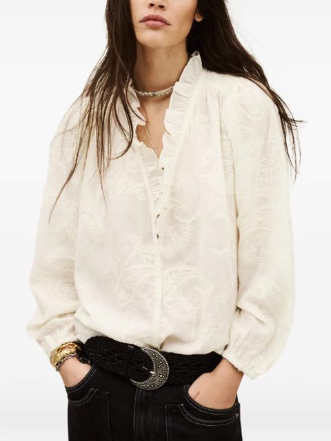 Ba&Sh Petty ruffled embroidered blouse - White