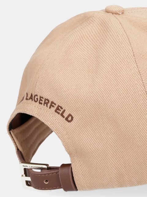 Karl Lagerfeld czapka z daszkiem bawełniana K/AUTOGRAPH kolor beżowy B1W33010