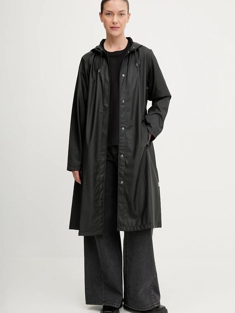 Rains kurtka 12040 A-Line Longer W Jacket kolor czarny przejściowa 12040