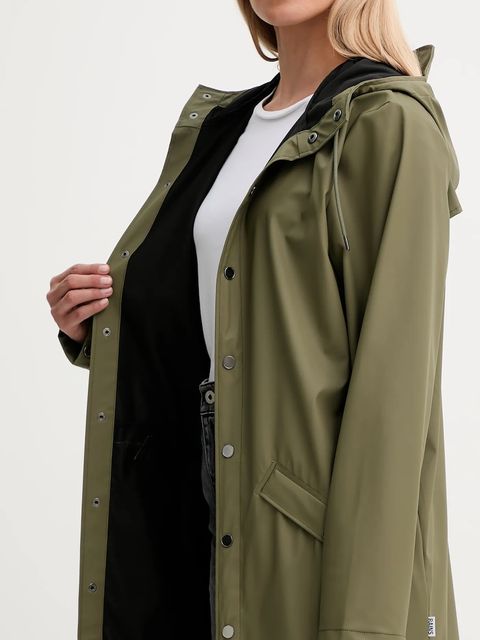 Rains kurtka 12020 Long Jacket kolor zielony przejściowa 12020