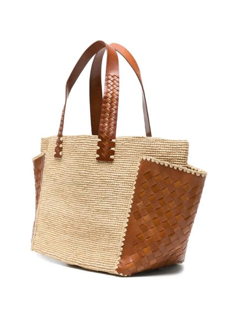 DRAGON DIFFUSION x Sovani woven-raffia leather-panel tote bag - Neutrals