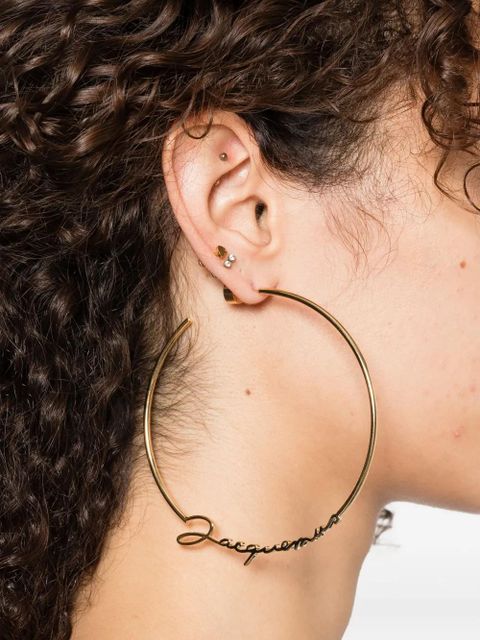 Jacquemus logo-lettering hoop earrings - Gold - zdjęcie produktu nr 2