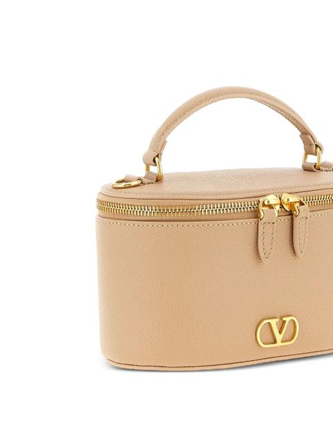 Valentino Garavani logo-plaque vanity mini bag - Neutrals