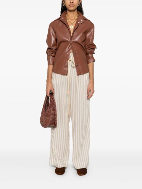 Nanushka faux-leather shirt jacket - Brown