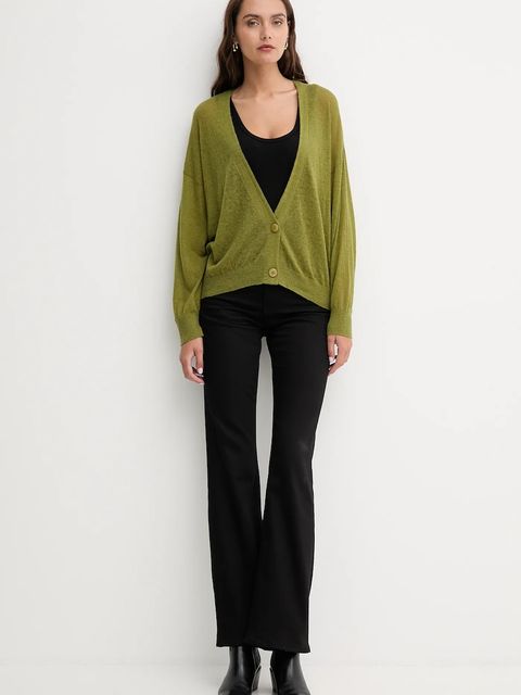 United Colors of Benetton kardigan z wełną damski kolor zielony lekki 109PD6056 - zdjęcie produktu nr 2