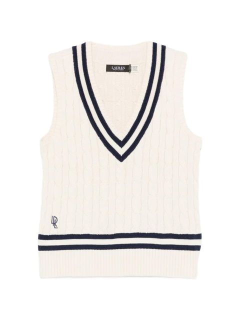 Lauren Ralph Lauren striped V-neck vest - Neutrals - zdjęcie produktu nr 1