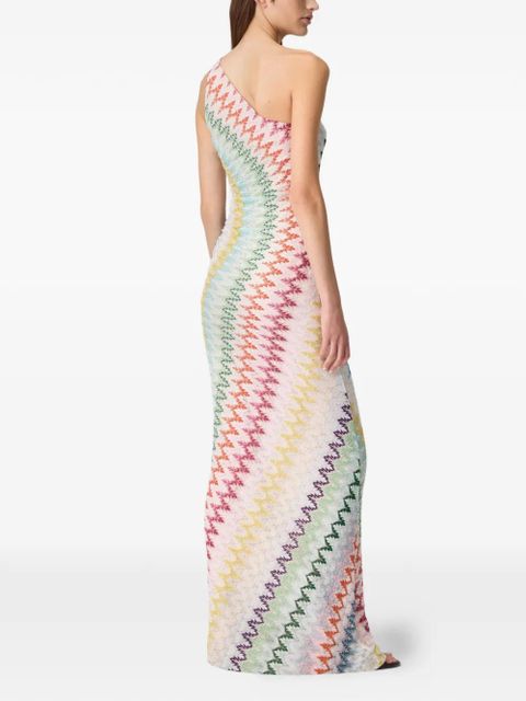 Missoni one-shoulder zig-zag maxi dress - Neutrals