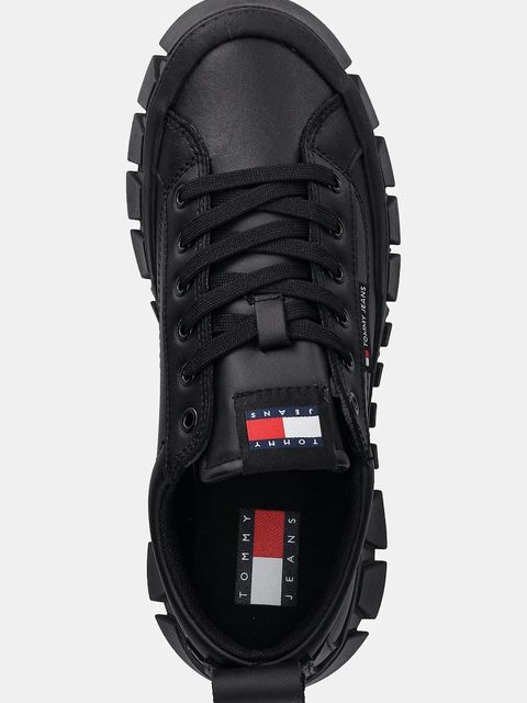 Tommy Jeans sneakersy skórzane TJW VULC FLATFORM LEATHER damskie kolor czarny EN0EN03008