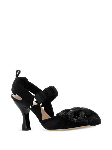 FENDI Colibri bow-detail heeled pumps - Black - zdjęcie produktu nr 2