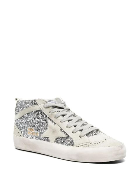 Golden Goose Mid-Star glitter-detail leather sneakers - Silver - zdjęcie produktu nr 2