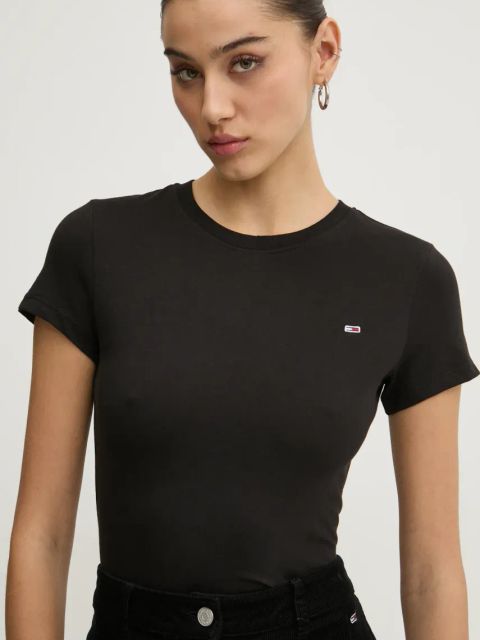 Tommy Jeans t-shirt bawełniany damski kolor czarny DW0DW20459