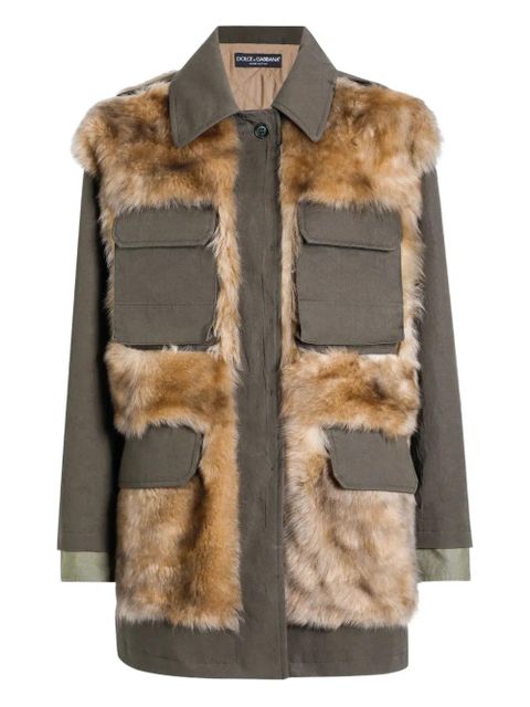 Dolce & Gabbana fur-trimmed coat - Brown - zdjęcie produktu nr 1