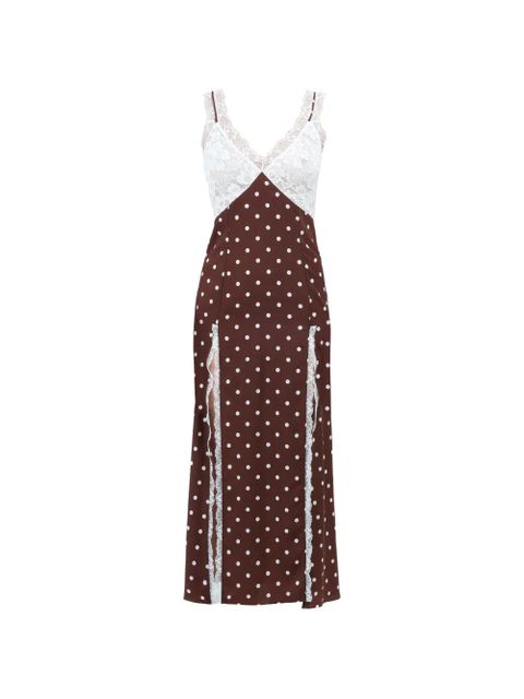 Rowen Rose polka-dots lace maxi dress - Brown - zdjęcie produktu nr 1