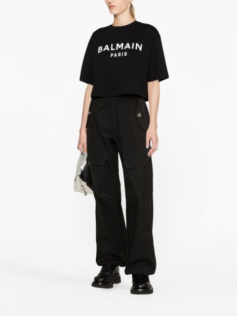 Balmain cropped logo T-shirt - Black - zdjęcie produktu nr 2