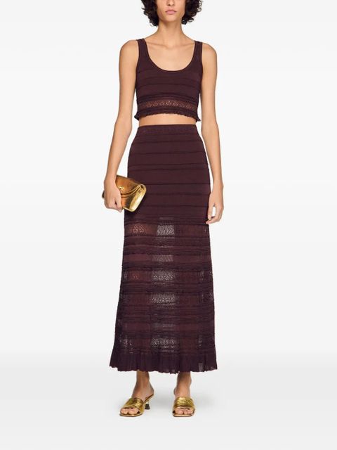 SANDRO ruffled knitted maxi skirt - Brown - zdjęcie produktu nr 2