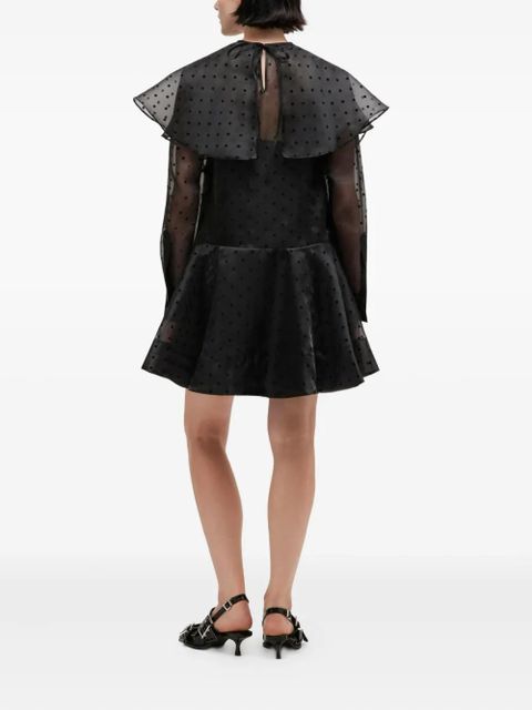 GANNI polka dot ruffled mini dress - Black