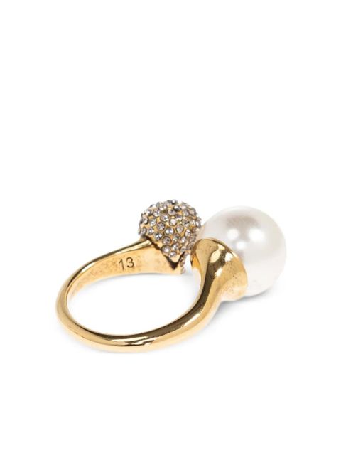 Alexander McQueen pearl-embellished skull ring - Gold