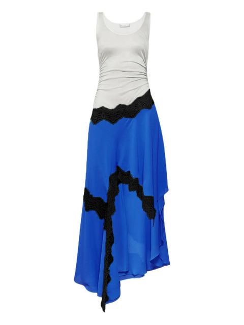 Christopher Esber lace-trimmed gathered asymmetrical dress - Blue - zdjęcie produktu nr 1