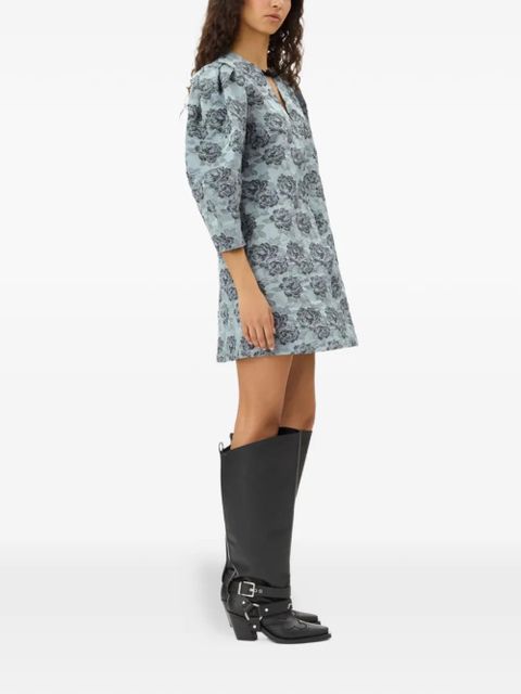 GANNI floral jacquard mini dress - Blue