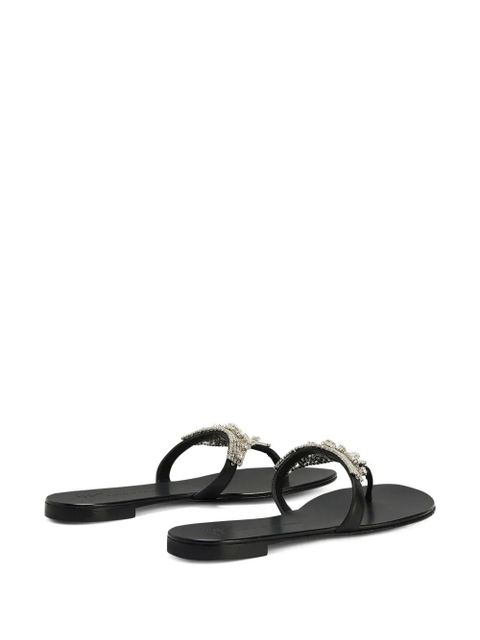 Giuseppe Zanotti Clarett crystal-embellished flat sandals - Black - zdjęcie produktu nr 2
