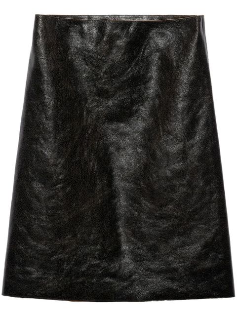 Prada cracked-effect leather midi skirt - Black - zdjęcie produktu nr 1