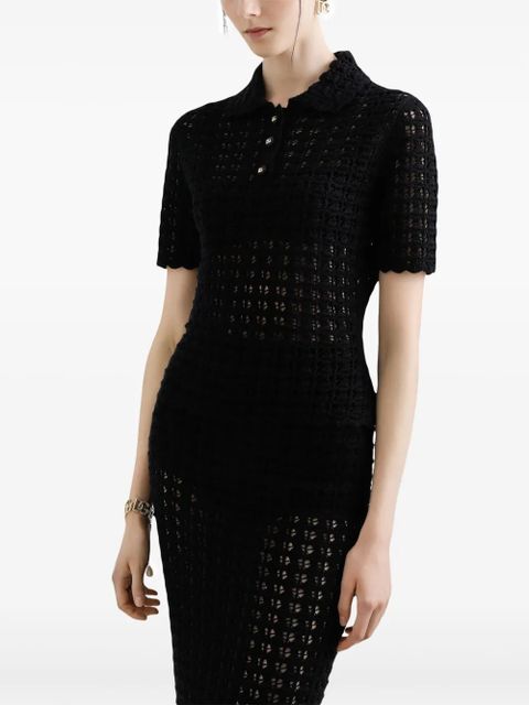 Dolce & Gabbana open-knit polo shirt - Black - zdjęcie produktu nr 2