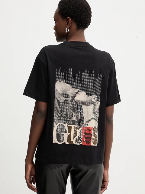 Guess t-shirt bawełniany damski kolor czarny W5BI22 I3Z14 - zdjęcie produktu nr 1