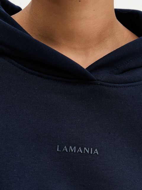 La Mania bluza ALI damska kolor granatowy z kapturem gładka ALI