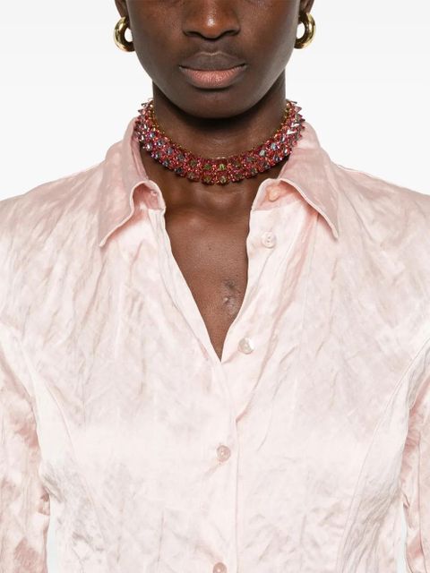 Blumarine crinkled satin shirt - Pink