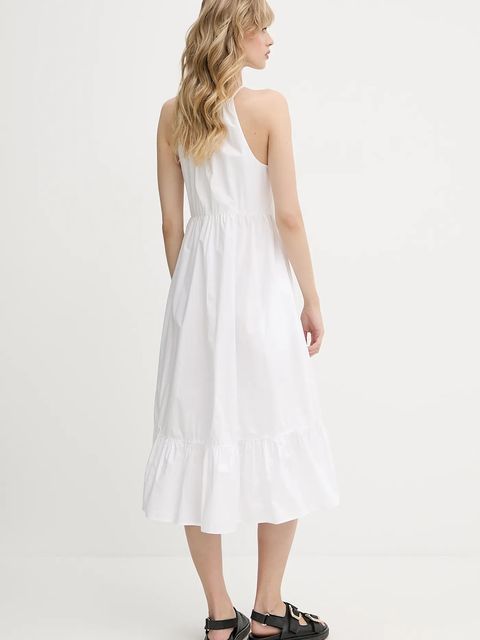 Armani Exchange sukienka bawełniana kolor biały midi rozkloszowana XW000477 AF12812