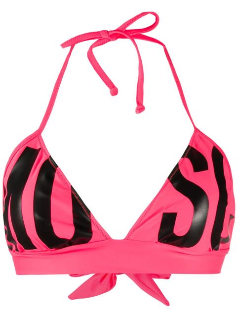 Moschino logo print triangle bikini top - Pink - zdjęcie produktu nr 1