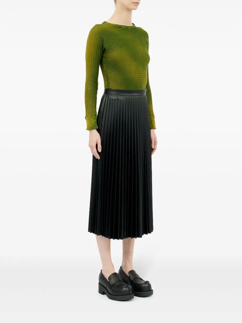 MM6 Maison Margiela pleated faux-leather midi skirt - Black