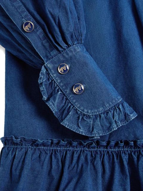 Valentino Garavani ruffle-detail denim dress - Blue