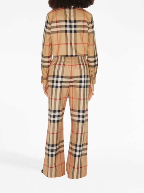 Burberry Check-pattern flared cotton trousers - Neutrals